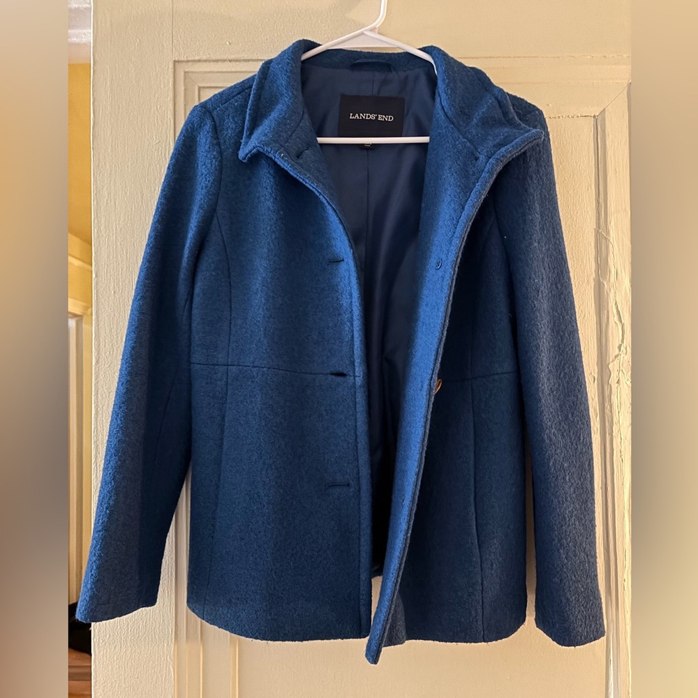 Lands End Wool Coat- Vibrant royal blue